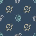 Set line Settings in the hand, Wrench arrows as workflow and Algorithm on seamless pattern. Vector