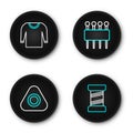 Set line Sewing thread, chalk, Needle for sewing and Sweater icon. Vector Royalty Free Stock Photo