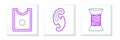 Set line Sewing thread on spool, Pattern and French curves icon. Vector Royalty Free Stock Photo