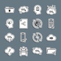 Set line Share folder, Music streaming service, Flight mode the mobile, Head with low battery, file, heartbeat, Delete