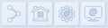 Set line Share, Mail and e-mail, House and Mail and e-mail. White square button. Vector