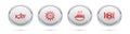 Set line Shark, Sea urchin, Fish soup and Served crab on plate. Silver circle button. Vector