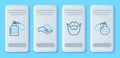 Set line Shaving gel foam on hand, Mustache beard, Aftershave and icon. Vector
