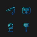 Set line Shaving razor, brush, Straight and Electrical hair clipper. Gradient color icons. Vector Royalty Free Stock Photo