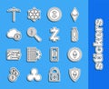 Set line Shield Ethereum ETH, Cryptocurrency coin, USB flash drive, Zcash ZEC, Magnifying glass with Bitcoin, cloud