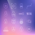 Set line Shield and eye, Invisible or hide, VPN with microchip circuit, Mobile password, Lock, Padlock clock, and Royalty Free Stock Photo
