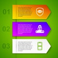 Set line Shield and eye, Password protection, Mobile password and Smart car alarm system. Business infographic template