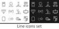 Set line Shield for game, Live streaming online, Joystick arcade machine, Gamepad, Diamond, Create account screen