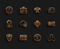 Set line Shield security with lock, Cryptocurrency wallet, coin Ripple XRP, Zcash ZEC, cloud mining, Mining farm and CPU