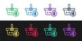 Set line Shopping basket and euro symbol icon isolated on black and white background. Online buying concept. Delivery Royalty Free Stock Photo