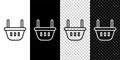 Set line Shopping basket icon isolated on black and white background. Food store, supermarket. Vector Illustration Royalty Free Stock Photo