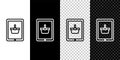 Set line Shopping basket on screen tablet icon isolated on black and white background. Concept e-commerce, e-business Royalty Free Stock Photo