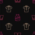 Set line Short or pants, Shirt and Undershirt on seamless pattern. Vector