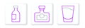 Set line Shot glass, Glass bottle of vodka and Alcohol drink Rum icon. Vector Royalty Free Stock Photo