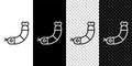 Set line Shrimp icon isolated on black and white background. Vector.