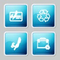 Set line Signed document, Recycle symbol, Signature and Car battery with recycle icon. Vector Royalty Free Stock Photo