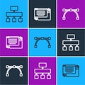 Set line Site map, Bezier curve and UI or UX design icon. Vector Royalty Free Stock Photo