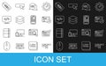 Set line Site map, UI or UX design, Website statistic, Layers, Front end development, SEO optimization and Mobile Apps Royalty Free Stock Photo