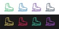 Set line Skates icon isolated on black and white background. Ice skate shoes icon. Sport boots with blades. Vector Royalty Free Stock Photo