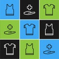Set line Sleeveless T-shirt, and Cross hospital medical icon. Vector