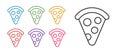 Set line Slice of pizza icon isolated on white background. Fast food menu. Set icons colorful. Vector Royalty Free Stock Photo