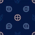 Set line Slingshot, Compass and Sniper optical sight on seamless pattern. Vector Royalty Free Stock Photo