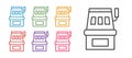 Set line Slot machine icon isolated on white background. Set icons colorful. Vector