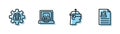 Set line Smart glasses, Robot, Creating robot and Technical specification icon. Vector