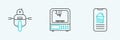 Set line Smart home, Robot and 3D printer icon. Vector Royalty Free Stock Photo