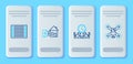 Set line Smart home, Robot and digital time manager, Printed circuit board PCB and Drone flying with action camera icon Royalty Free Stock Photo