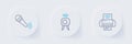 Set line Smart printer system, Web camera and Wireless microphone icon. Vector