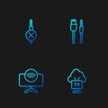 Set line Smart Tv, system, No audio jack and USB cable cord. Gradient color icons. Vector Royalty Free Stock Photo