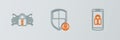 Set line Smartphone with lock, Cyber security and Shield icon. Vector Royalty Free Stock Photo