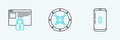 Set line Smartphone with lock, Secure your site HTTPS, SSL and Safe icon. Vector