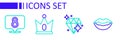 Set line Smiling lips, Diamond, King crown and 8 March icon. Vector