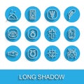 Set line Snake, Life, Magic powder, Sun, Spider, Mars, runes and Christian cross icon. Vector