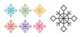 Set line Snowflake icon isolated on white background. Merry Christmas and Happy New Year. Set icons colorful. Vector Royalty Free Stock Photo