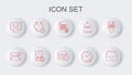 Set line Social media inbox, email incoming message, Delete file document, Clock 24 hours, Dead monitor, Calendar and