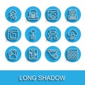 Set line Social network, Server, Data, Web Hosting, Cloud hacking, Filter setting, Browser files, technology data Royalty Free Stock Photo