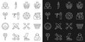 Set line Socrates, Greek ancient bowl, Ancient ruins, amphorae, Gallows, Medieval axe, Cyclops and coin icon. Vector