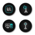 Set line Softbox light, Photo retouching, and Auto flash icon. Vector Royalty Free Stock Photo