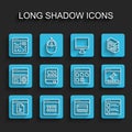 Set line Software, Binary code, Search engine, Browser files, Books about programming, Loading data window and icon Royalty Free Stock Photo