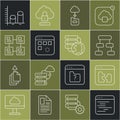 Set line Software, Broken file, Hierarchy organogram chart, Cloud technology data transfer, Loading window, Data Royalty Free Stock Photo