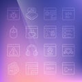 Set line Software, Browser with shield, files, setting, Computer mouse, System bug and icon. Vector Royalty Free Stock Photo