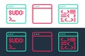 Set line Software, Code terminal and Browser window icon. Vector Royalty Free Stock Photo