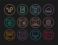 Set line Software, Hacker or coder, System bug, Debugging, Cloud technology data transfer and Mobile Apps icon. Vector Royalty Free Stock Photo