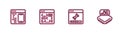 Set line Software, Loading data window, and Processor with microcircuits CPU icon. Vector