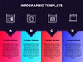 Set line Software, Python programming language, Binary code and Laptop. Business infographic template. Vector Royalty Free Stock Photo