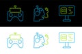 Set line Software, Remote control and Robot charging battery icon. Vector