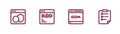 Set line Software, Search engine, Code terminal and Clipboard with checklist icon. Vector